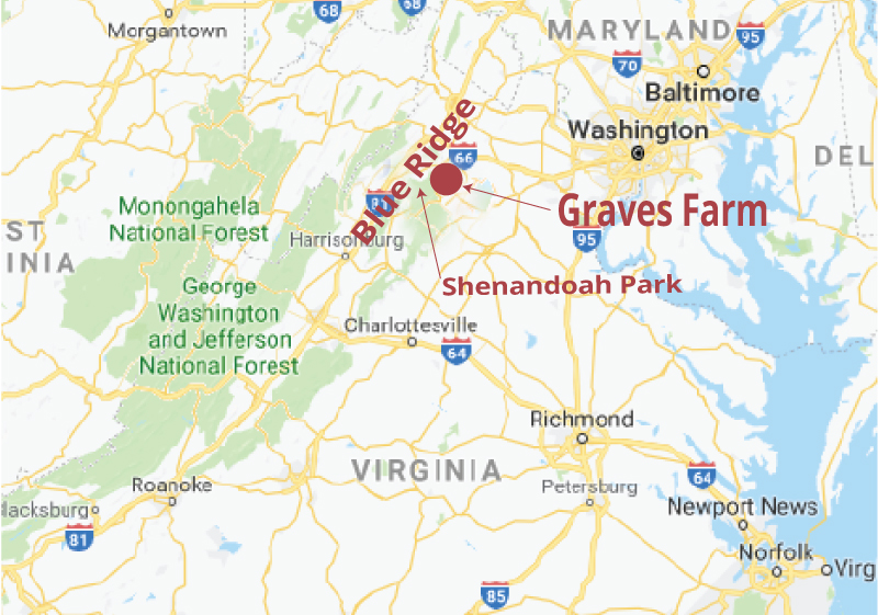 Map location on Va area of Graves Mountain Farm & Lodges
