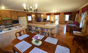 Open dining, kitchen and living area